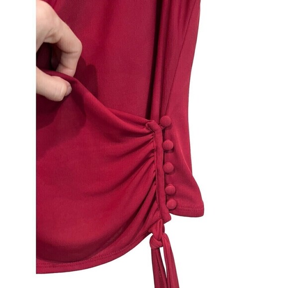 Moda International Wrap Top Red with Buttons On Side Size Medium Y2K 90s - Picture 3 of 6
